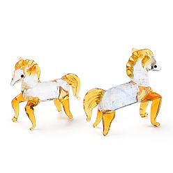 Naranja Hechos a mano decoraciones para el hogar de cristal de murano, 3d adornos de caballos para regalo, naranja, 63~65x24~25x50.5~58.5 mm