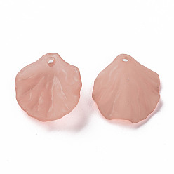 Rosy Brown Transparent Frosted Acrylic Pendants, Petaline, Rosy Brown, 19.5x16.5x4mm, Hole: 1.5mm