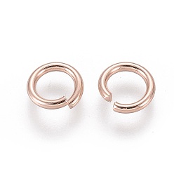 Розовое Золото 304 из нержавеющей стали открыты кольца прыжок, розовое золото , 7x1.2 мм, Внутренний диаметр: 5 мм