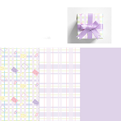 Tartan 6 hoja 3 papel de regalo de estilo, Rectángulo, decoración de papel de regalo de ramo de flores plegadas, patrón de tartán, 700x500 mm, 2 hoja / estilo