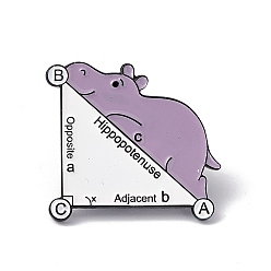 Hippo Word Hippopotenuse Adjacent Opposite Enamel Pin, Electrophoresis Black Alloy Brooch for Backpack Clothes, Hippo Pattern, 28x30x2mm, Pin: 1.2mm