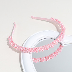 Бледно-Розовый Однотонная пластиковая лента для волос с имитацией жемчуга, аксессуары для волос для женщин девушка, розовый жемчуг, 150x135 мм