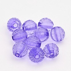 Lilas Facettes perles acryliques transparents ronde, lilas, 8mm, trou: 1.5 mm, environ 1900 pcs / 500 g