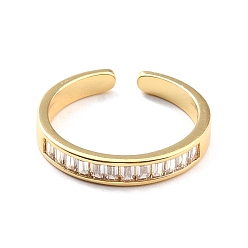 Настоящее золото 18K Открытое кольцо-манжета из прозрачного кубического циркония для женщин, без кадмия, без никеля и без свинца, реальный 18 k позолоченный, размер США 5 1/4 (15.9 мм)