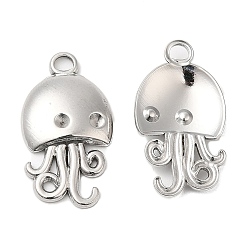 Stainless Steel Color 304 Stainless Steel Pendant Rhinestone Settings, Octopus Charm, Stainless Steel Color, 24x13x3mm, Hole: 3mm, Fit for rhinestone: 2mm
