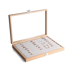 Navajo White Rectangle Wooden Rings Presentation Boxes, Clear Visible Jewelry Display Case for Rings, Navajo White, 350x240x45mm