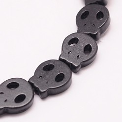 Negro Hebras de cuentas de turquesa sintética con calavera, teñido, negro, 28x25x4 mm, agujero: 1 mm, sobre 14 unidades / cadena, 15.7 pulgada
