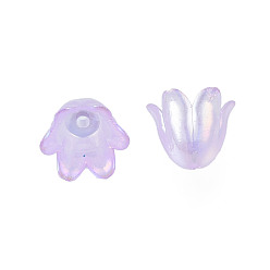 Ciruela Tapas de perlas de acrílico de gelatina de imitación de pétalos, color de ab chapado, flor, ciruela, 6 mm, agujero: 11.5x10.5x8.5 mm, Sobre 1.4 unidades / 2100 g