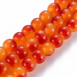 Orange Foncé Perles en verre peintes à la bombe, ronde, orange foncé, 8x7.5mm, Trou: 1.4mm, Environ 50~51 pcs/chapelet, 14.57~14.96 pouces (37~38 cm)
