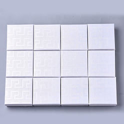 Blanc Boîtes à bijoux en carton, pour boucle d'oreille et bague et pendentif, avec une éponge à l'intérieur, carrée, blanc, 7.5x7.5x3.5 cm, taille intérieure: 7x7 cm