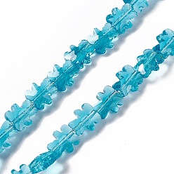 Bleu Ciel Foncé Transparentes perles de verre de galvanoplastie brins, facette, ours, bleu profond du ciel, 8.5x9.5x4mm, Trou: 1mm, Environ 80 pcs/chapelet, 25.20 pouce (64 cm)