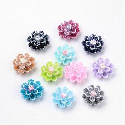 Mixed Color Imitation Pearl Resin Cabochons, Flower, Mixed Color, 9.5x9x5.5mm