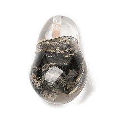 Gris Foncé Des billes de verre transparentes, pierres précieuses d'imitation, torsion de larme, gris foncé, 21.5~22x13x11~12mm, Trou: 1.4mm