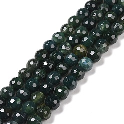 Moss Agate Natural Moss Agate Beads Strands, Faceted(128 Facets), Round, 6mm, Hole: 1mm, about 64pcs/strand, 14.96''(38cm)