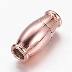 Oro Rosa Cilindro 304 cierres magnéticos de acero inoxidable con extremos para encolar, oro rosa, 14x6.5 mm, agujero: 3 mm