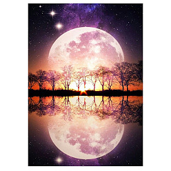 Colorful Moon & Starry Sky & Tree Pattern DIY Diamond Painting Kit, Including Resin Rhinestones Bag, Diamond Sticky Pen, Tray Plate and Glue Clay, Colorful, 400x300mm