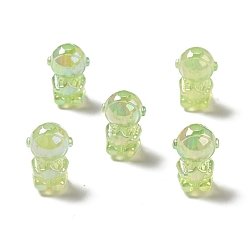 Jaune Vert Placage uv perles acryliques irisées arc-en-ciel, astronaute, jaune vert, 20x14x13.5mm, Trou: 3.5mm
