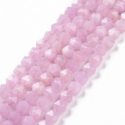 Plum Natural Quartz Beads Strands, Faceted Polygon, Dyed & Heated, Plum, 7.5~8x8x8mm, Hole: 1.2mm, about 48pcs/strand, 15.35 inch(39cm)