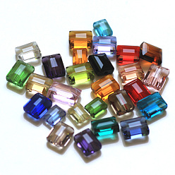 Mixed Color Imitation Austrian Crystal Beads, Grade AAA, Faceted, Rectangle, Mixed Color, 8x9.5x5mm, Hole: 0.9~1mm