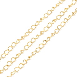 Real 18K Gold Plated Brass Curb Chains, Long-Lasting Plated, Soldered, with Spool, Cadmium Free & Lead Free, Real 18K Gold Plated, 4.3x3x0.5mm