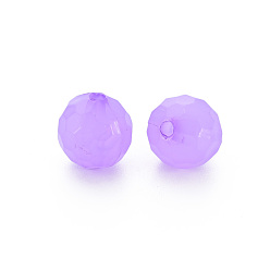 Dark Orchid Imitation Jelly Acrylic Beads, Faceted, Round, Dark Orchid, 10x9.5mm, Hole: 1.8mm, about 890pcs/500g