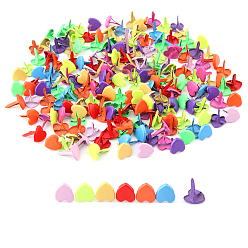 Mixed Color Paint Spraying Iron Fasteners Brads, for Scrapbooking, Photo Album, Embellishment Wedding Supplies, Children Puppy Dolls Decoration, Paper Cards DIY, Heart, Mixed Color, 0.95x0.85cm, 100pcs/bag