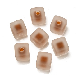 Saddle Brown Frosted Acrylic European Beads, Bead in Bead, Cube, Saddle Brown, 13.5x13.5x13.5mm, Hole: 4mm