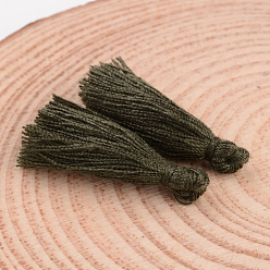 Olive Drab Cotton Thread Tassel Pendant Decorations, Olive Drab, 25~31x5mm, about 39~47pcs/bag