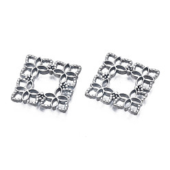 Antique Silver Tibetan Style Alloy  Filigree Joiners,, Cadmium Free & Lead Free, Square, Antique Silver, 15.5x15.5x2mm, about 1030pcs/1000g