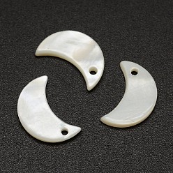 Creamy White Moon Freshwater Shell Charms, Creamy White, 13x8x1mm, Hole: 1mm