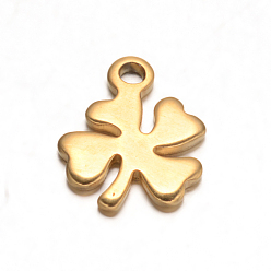 Golden 304 Stainless Steel Clover Charms, Golden, 10.5x8.2x1mm, Hole: 1.2mm