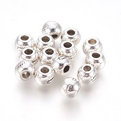 Antique Silver Tibetan Style Alloy Beads, Cadmium Free & Lead Free, Round, Antique Silver, about 7mm in diameter, hole: 3mm