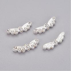 Silver Tibetan Style Alloy Multi-strand Links, Wing, Silver, 6x21.5x4mm, Hole: 1.5mm