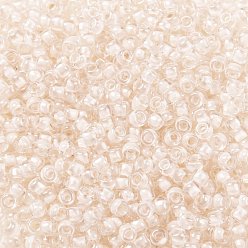 (1068) Pale Blush Pink Lined Crystal Cuentas de semillas redondas toho, granos de la semilla japonés, (1068) cristal forrado de color rosa pálido, 8/0, 3 mm, agujero: 1 mm, Sobre 1110 unidades / 50 g