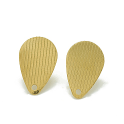 Golden 304 Stainless Steel Stud Earring Findings, with Loop, Teardrop, Golden, 16x10.5mm, Hole: 1.4mm, Pin: 0.8mm