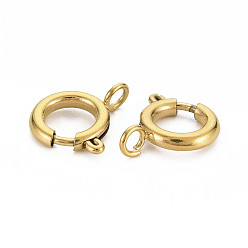 Golden 304 Stainless Steel Spring Ring Clasps, Ring, Golden, 14x12x4mm, Hole: 2mm