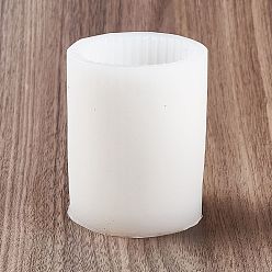 White DIY Striped Pillar Candle Silicone Molds, 3D Cylindrical Tall Roman Pillar Molds, for Scented Candle Making, White, 6x7.7cm, Inner Diameter: 5.1cm