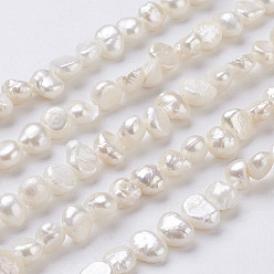 Seashell Color Natural Cultured Freshwater Pearl Beads Strands, Nuggets, Seashell Color, 6~9x5~6x3~4mm, Hole: 0.5mm, about 62~63pcs/strand, 13.4 inch