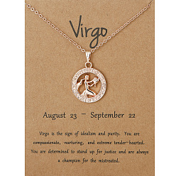 Virgo Alloy Constellation Pendant Necklaces, Golden, Virgo, 17.13 inch(43.5cm)
