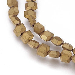 Plaqué Cuivre Galvaniques perles d'hématite synthétique non magnétique brins, givré, hexagone, cuivre plaqué, 6x6x3mm, Trou: 1mm, Environ 72 pcs/chapelet, 15.94 pouce (40.5 cm)
