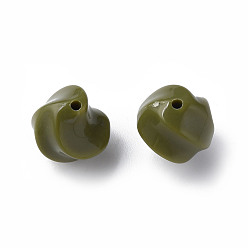 Vert Olive Foncé Perles acryliques opaques, torsion, vert olive foncé, 14.5x14x14mm, Trou: 1.6mm, environ390 pcs / 500 g