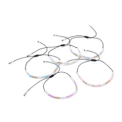 Couleur Mélangete Bracelets de perles de tresse de fil de nylon, avec des perles en verre de graine, couleur mixte, 1-1/8 pouces ~ 3 pouces (2.8~7.7 cm)