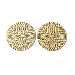 Real 18K Gold Plated Ion Plating(IP) 304 Stainless Steel Pendants, Flat Round Charm, Real 18K Gold Plated, 29.5x1mm, Hole: 1.8mm