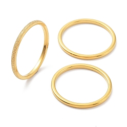 Oro 3 piezas de revestimiento de iones (ip) 304 juego de anillos de banda lisa de acero inoxidable, anillos apilables, dorado, diámetro interior: 18.8 mm