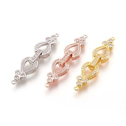 Mixed Color Brass Micro Pave Cubic Zirconia Fold Over Clasps, Lead Free & Nickel Free, Clear, Mixed Color, 43x10x5mm, Hole: 1mm