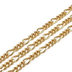 Real 18K Gold Plated Brass Figaro Chains, with Spool, Long-Lasting Plated, Soldered, Real 18K Gold Plated, 7x6x2mm, 11.5x6x2mm, about 16.4 Feet(5m)/roll