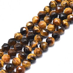 Tiger Eye Natural Tiger Eye Beads Strands, Faceted, Round, 8mm, Hole: 1.2mm, about 46~48pcs/strand, 15.59 inch(39.6cm)