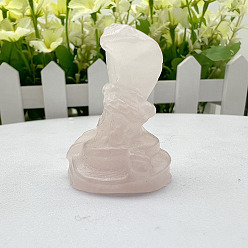 Rose Quartz Natural Rose Quartz Carved Healing Snake Figurines, Reiki Energy Stone Display Decorations, 30~40mm