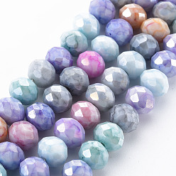 Colorful Opaque Baking Painted Glass Beads Strands, Faceted, Rondelle, Colorful, 10x8mm, Hole: 1.5mm, about 63pcs/strand, 21.06 inch~21.26 inch(53.5~54cm)