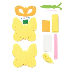 Yellow Non Woven Fabric Embroidery Needle Felt Sewing Craft of Pretty Bag Kids, Felt Craft Sewing Handmade Gift for Child Meet Best, Butterfly, Yellow, 14x13x3.5cm
